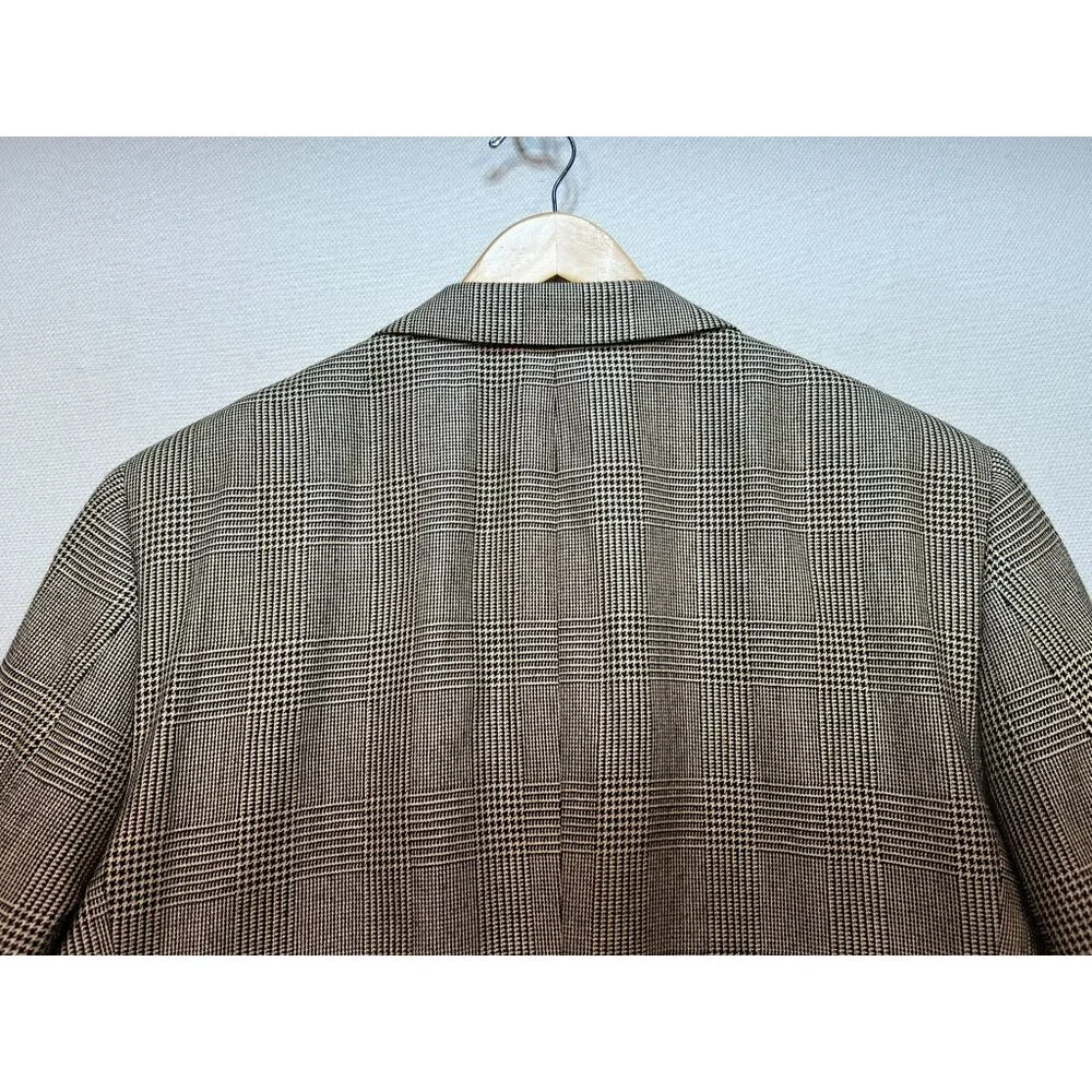 Jos. A. Bank Men's Silk 2 Button Sport Coat Long Sleeve Sz R41 Brown Plaid